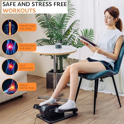 Under Desk Elliptical Exercise Machine, Electric Leg Exerciser with 12 Speeds, Forward & Reverse Modes,Quiet Compact Seated Pedal Stepper Machine with Remote Control for Seniors & Adults