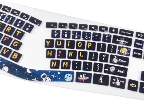 Silicone Keyboard Cover Compatible with Logitech Ergo K860 Ergonomic Keyboard US Layout, Logitech K860 Accessories, Space Man