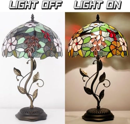 Tiffany Lamp Warm Grape Floral Stained Glass Table Lamp