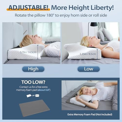 HOMCA Cervical Pillow, Ergonomic Memory Foam Neck Pillow for Pain Relief