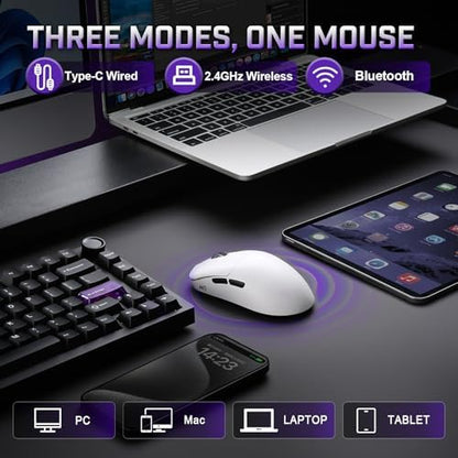 YUNZII M1 PAW3311 Sensor Wireless Gaming Mouse (White)