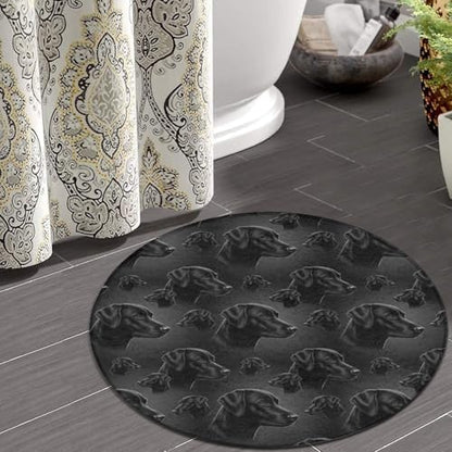 Highly Premium Quality Floor Mat, Office Chair Decor Mat, Room Sofa Yoga Soft Round Carpet Black Labrador Dog Art