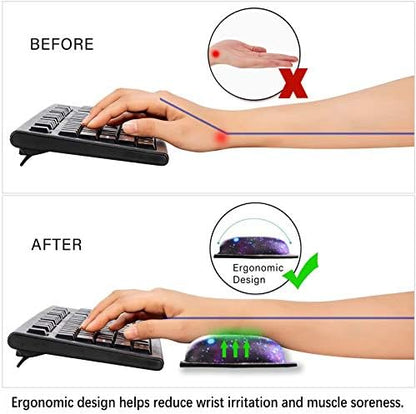 ArtSo Upgraded Wrist Rest Support for Mouse Pad & Keyboard, Ergonomic Gel Mousepad Non-Slip Rubber Base Home,Office Pain Relief & Easy Typing Cushion with Neoprene Cloth & Soft Memory Foam, Galaxy