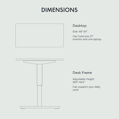 FLEXISPOT EN1 One-Piece Standing Desk, 48"x24" Seamless Desktop Electric Height Adjustable Desk for Home Office, Multi-Monitor Setups & Easy Assembly, Black (Black Frame)
