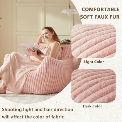 Achicsofar Bean Bag Chair for Adults Teens, Comfy Faux Fur Beanbag Armchair