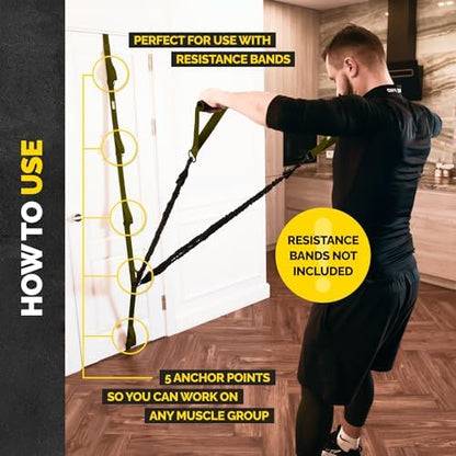 Door Anchor Strap for Resistance Bands with 5 Loops and Metal D-Rings