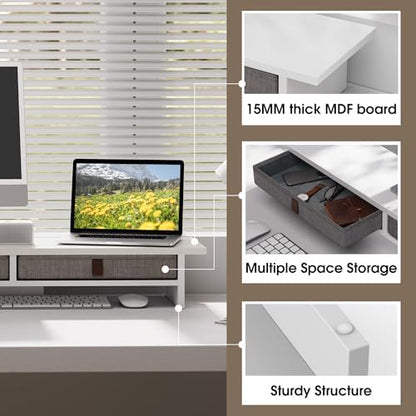 Fenge 35 Inch Monitor Stand with Drawer Storage, Computer Riser for Desk