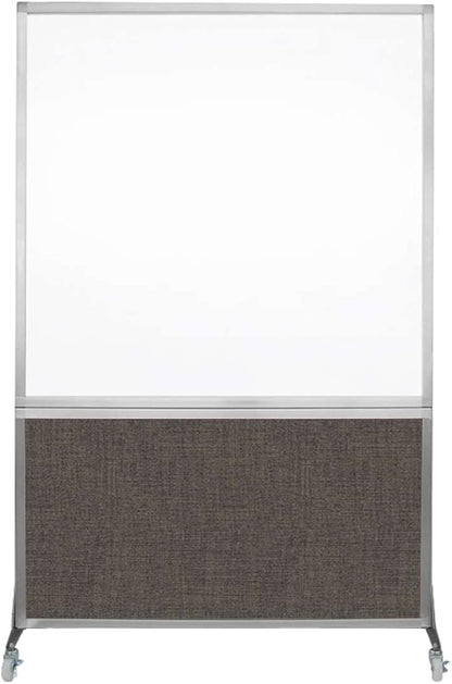 DivideWrite Mobile Whiteboard | Double Sided Dry Erase Board | Portable Office Cubicle Partition | Display for Classrooms, Conference Rooms, Meeting Areas and More | Mocha Fabric 4' Wide x 6' Tall