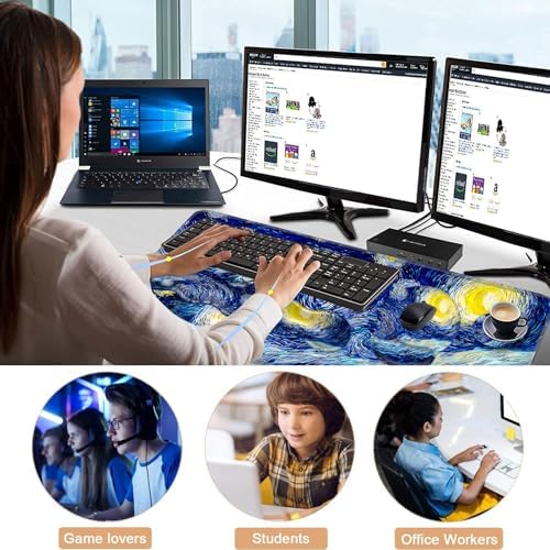 Mouse Pad,Large Pink Desk Mat, 4in1 XXL Mousepad + Keyboard Wrist Rest+Mouse Wrist Rest+Coaster Set with Ergonomic Desk Pad for Home Office Table Computer-Abstract Night Sky