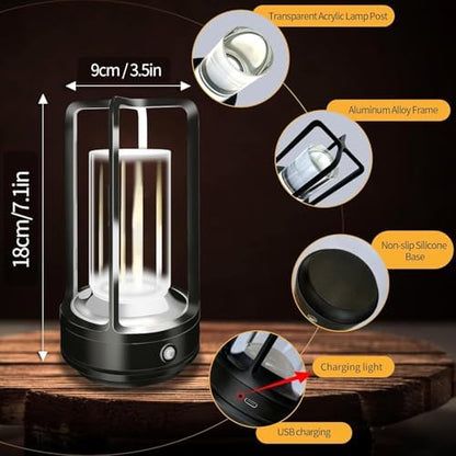 Rechargeable Table Lamp, 4000mAh Battery-Operated Cordless (Black-2)
