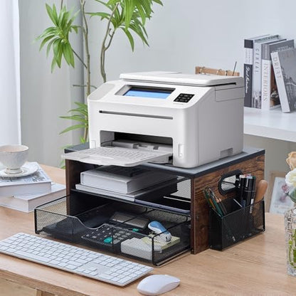 Printer Stand,Desktop Printer Stand with 2-Tier Storage Shelves