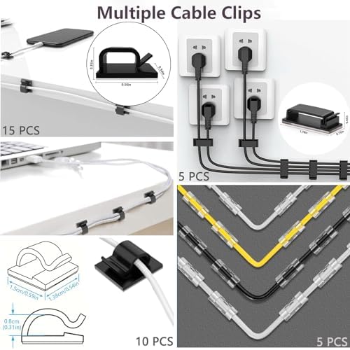 ELII 327 PCS Cable Management Kit 4 Cable Cable Sleeves,65 Cable Clips
