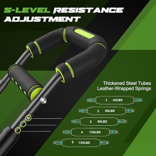 Twister Arm Trainer for Men, Chest Workout Equipment 5-Level Adjustable (40-130lb) with Ergonomic 27° Targets Biceps/Clip/Thigh, Portable Exerciser for Home Gym Travel Fitness