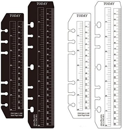 hwojjha 2Pcs Black/Clear Plastic Page Marker Pouch Pagefinder Measuring Today Ruler for A5 Size 6-Hole Binder Notebook (A5, Black + Clear)