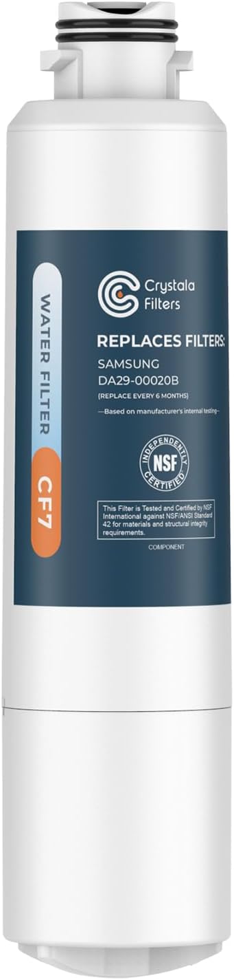 Crystala Filters Compatible with Samsung DA29-00020B Refrigerator Water Filter, DA29-00020A/B, DA29-00020B-1, HAF-CIN/EXP, 46-9101, RF4267HARS, RF25HMEDBSR, RF28HMEDBSR, RS25J500DSR, 1 Pack