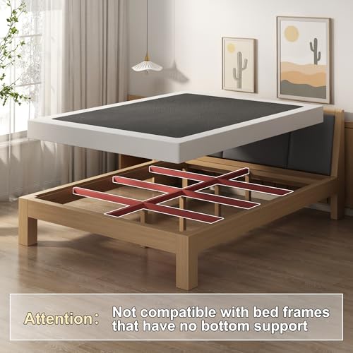 5 Inch Box Spring Full Size Metal Bed Base with Fabric Cover