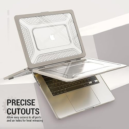 SEYMAC stock Case for MacBook Air 15 inch, Shock-Absorbing Protection with Folding Stand &Mouse Pad Case for MacBook Air 15 inch, Beige