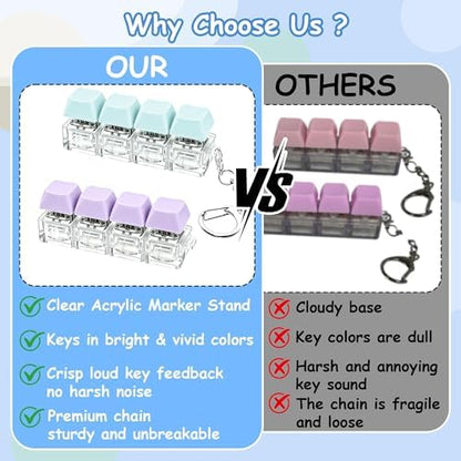 2 PCS Keyboard Fidget Toy, Keyboard Fidget Keychain 4-in-1 Keyboard Decompression Button Finger Clicker Toys, Button Stress Relief Fidget Gifts to Relief Stress (Purple Blue)