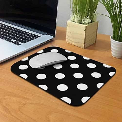 Non-Slip Rectangle Mousepad, WIRESTER Black White Polka Dots Mouse Pad for Home, Office and Gaming Desk