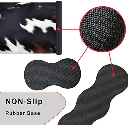 Keyboard Wrist Rest and Mouse Pad with Wrist Support Set Ergonomic Coaster,Memory Foam,Easy Typing Pain Relief,Large XL Desk Mat 31.5"x 11.8",Cute Cowhide Brown Black Cow