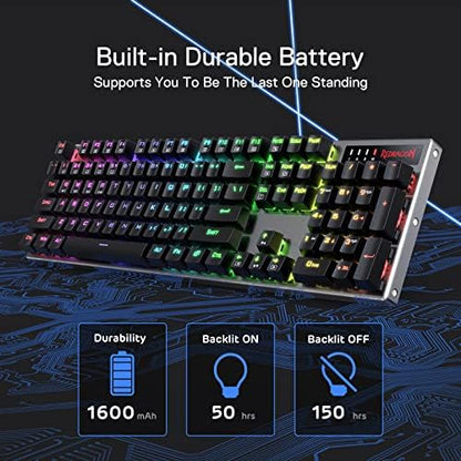 Redragon K556 PRO Wireless RGB Mechanical Gaming Keyboard, 104-Key Aluminum