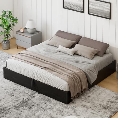 King Lift Up Storage Bed Frame, Black