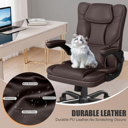 Executive Office Chair Flip Up Arms Lumbar Support Home Office Desk Chair