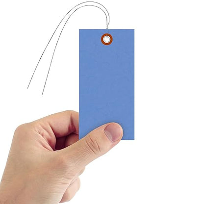 SmartSign Blue Tyvek Shipping Tags with Wire, Size #5 | 4 3/4" x 2 3/8", Pack of 1000, Made in USA