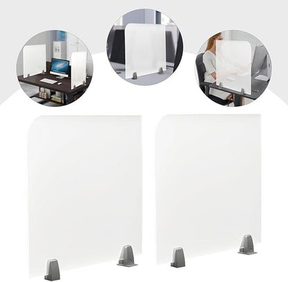KONKENIE Acrylic Office Privacy Partition Indoor Desk Divider Guard Rectangle Desktop Privacy Panel Privacy Shield Screen for Classroom Office Reception Station Bakery Translucent (23x18x2”,2PCS)