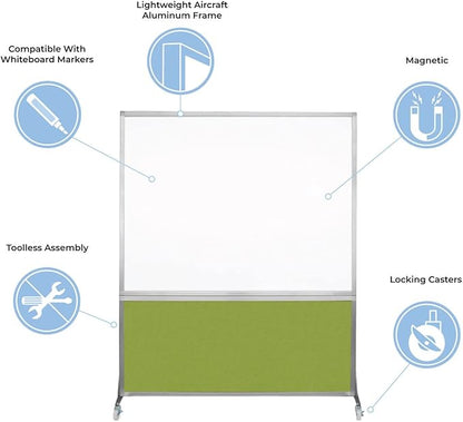 DivideWrite Mobile Whiteboard | Double Sided Dry Erase Board | Portable Office Cubicle Partition | Display for Classrooms, Conference Rooms, Meeting Areas and More | Charcoal Gray 5' Wide X 6' Tall