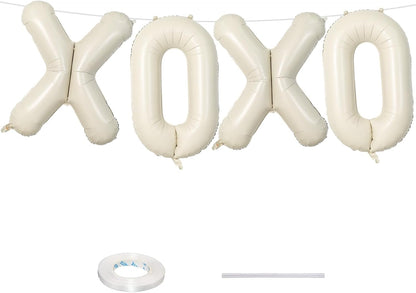 40 Inch Beige XOXO Balloons, Large Cream Mylar Foil Balloon Letter for Valentine's Day, Ivory White Sand XOXO Alphabet Banner Sign for Wedding, Engagement, Marriage, Bridal Shower, Party Decorations