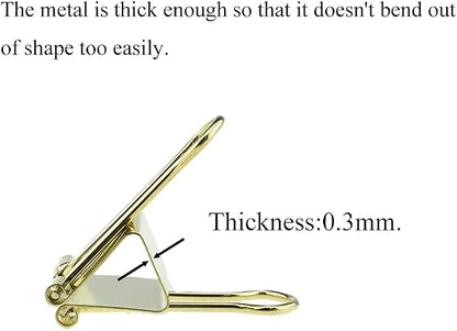 HAHIYO Binder Clips Paper Clamps Spring Steel Sturdy 0.98 inches Width 0.31 Inch Capacity No Sharp Edges Heavy Duty Tight Grip Reusable Gold Metal Bright Finish for Home Office School 25 Pack