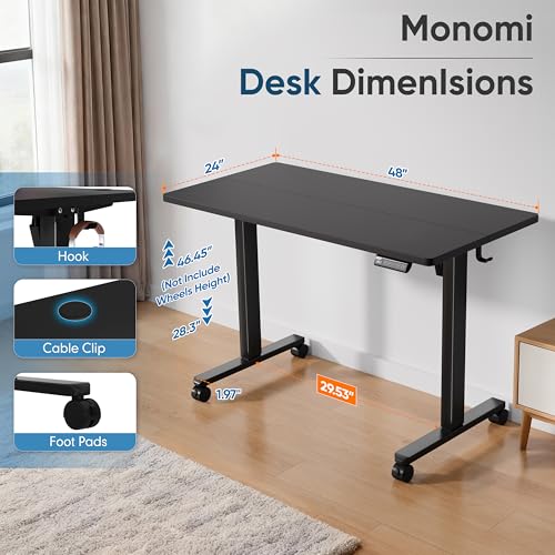 48" x24“ Electric Height Adjustable Standing Desk,Black
