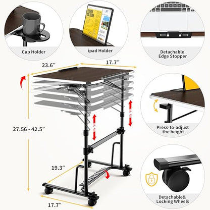Foldable Standing & Rolling Desk, Upgraded Portable Desk on Wheels
