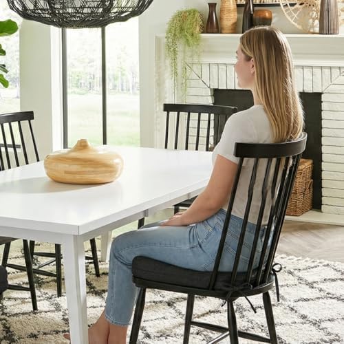 baibu 2-Layer Dining Chair Cushions, 6 Pack, 16.5 x 16.5 x 3.5 in, Black