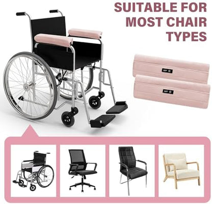 SPRING SEAON Wheelchair Armrest Covers, Soft Suede Memory Foam Pads, 1 Pair