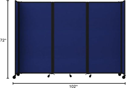 Versare Room Divider 360 Portable Wall Partition | Folding Panels | Large Freestanding Divider | Locking Wheels | Temporary Room Separator