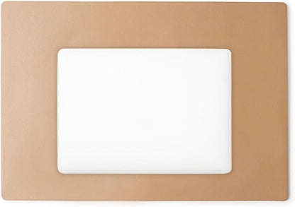 Leatherology Premium Tan Full Grain Leather Modern Conference Pad – Slim Desk Mat for Laptop, Keyboard & Mouse | Professional Workspace