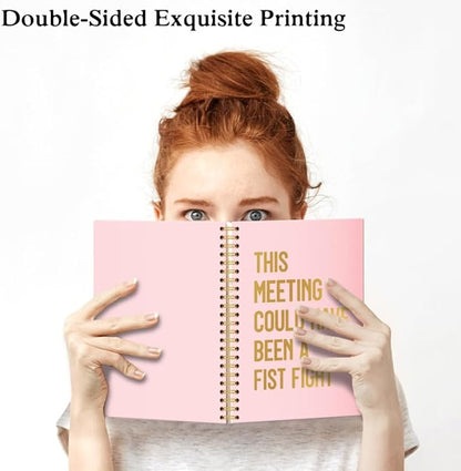 XQLZY This Meeting Could Have Been A Fist Fight Pink Gold Spiral Notebook, Funny Corporate Humor Notepad, Office Sarcastic Humor Gifts for Men Women Coworker BFF Friend, Coworker Christmas Gifts