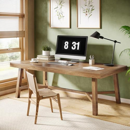 Tribesigns 71-Inch Executive Desk, Farmhouse Computer Desk for Home Office