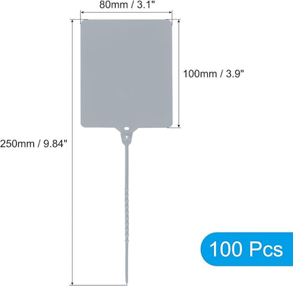 MECCANIXITY Plastic Seals Shipping Tags, for Basket Labels Cable Labels Tags Product Identification Tags, Logistics Marking, Outdoor Tagging, 3.1x3.9 Inch Gray 100Packs