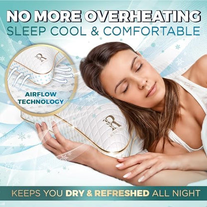 Royal Therapy King 2-Pack Memory Foam Pillow, Adjustable Shredded Odor-Free Cut-Out Bed Pillow for Neck & Shoulder Pain Relief, Breathable Support for Back, Stomach, Side Sleepers, BioForm