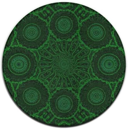 Women's Large Home Decor Mat, Soft Round Yoga Carpet, Non Slip Machine Washable Home Office Circle Rug Tie Dye Indian Mandala Green, 60inch