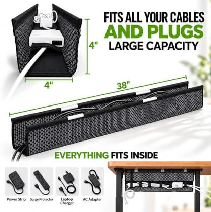 Mesh Cable Management Tray Under Desk Cord Organizer - 38"