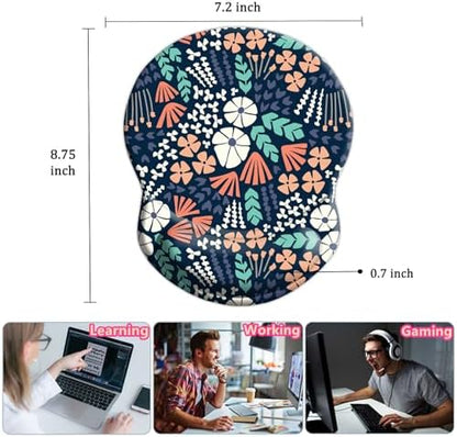 Ergonomic Wrist Support Mouse Pad, Comfortable Computer Mouse Pad with Non-Slip PU Base for Home Office Working Gaming (Creative Flowers)