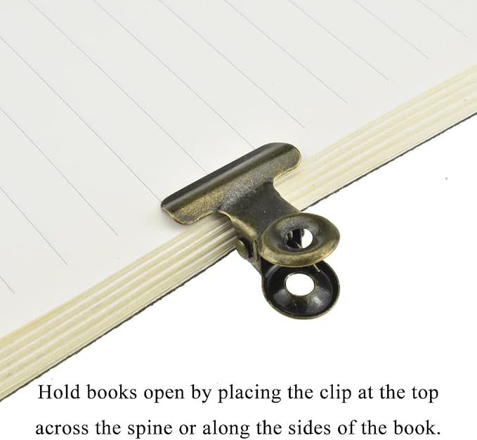 HAHIYO 0.87inch Brown Bulldog Clips Metal File Hinge Binder Clips Clamps Save Space Strong Spring Jaws Rock Solid Grip Book Lay Flat Deburred Edge for Hang Photos Wall Grid Dog Food 30PCS