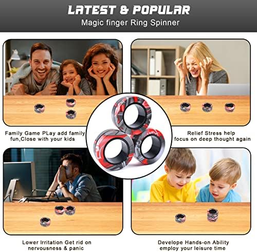 Cevioce 3Pcs Magnetic Rings Fidget Toy Set, ADHD Anxiety Magnetic Fidget Toys Adults Fidget Spinner Rings for Relief, Easter Gifts for Kids 8+ Year Old Easter Basket Stuffers for Teens Boys Girls B