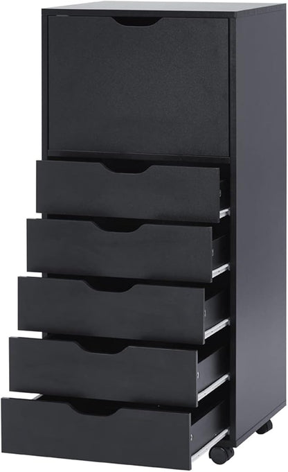 Naomi Home Carly 6-Drawer Craft & Office Storage Cabinet, – Mobile Filing Unit with Wheels, Spacious for Supplies & Documents, Under Desk Fit, 18.8" D x 15.7" W x 41.3" H
