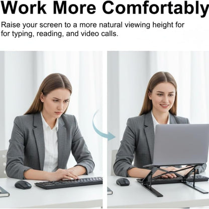 Foldable Laptop Stand, 7-Level Adjustable Aluminum Alloy Tablet Holder, Ultra-Thin Portable Notebook Riser for Desk, Office, Home, Travel (Silver,Plastic)