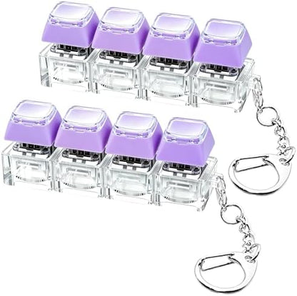 2 PCS Keyboard Fidget Toy, Double Layer Keycap Keyboard Fidget Keychain 4-in-1 Keyboard Decompression Button Finger Clicker Toys,Portable Tactile Button Sensory Fidget Toys Stress Relief Gifts(Purple